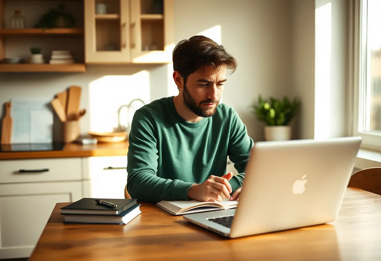 A person planning their next move at a sunlit table
